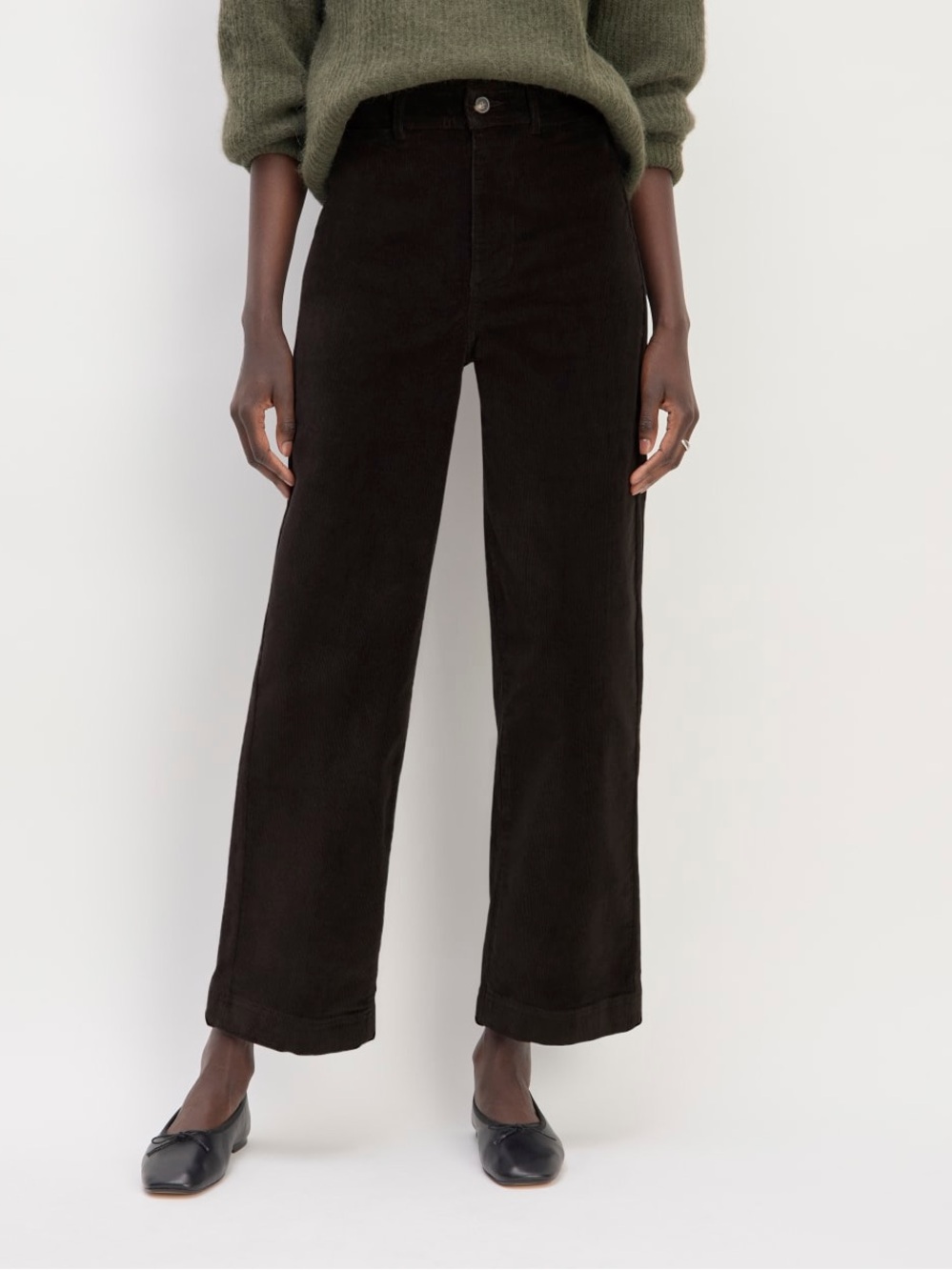NWOT Everlane Black Wide-Leg Corduroy Pants
